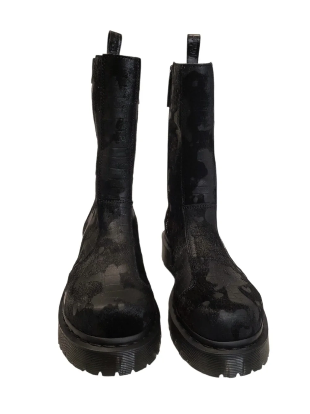 Brand-New Dr. Martens REJENA Hair On Croc Emboss Leather Black Women's Size 9